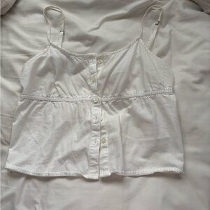 Brandy Melville Cream Buttoned Crop Camisole